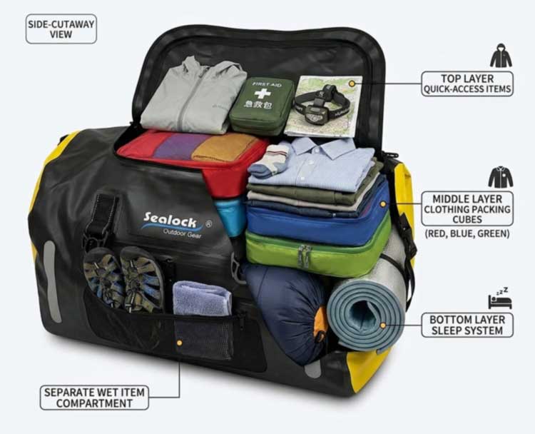 60L IMPERVIUS Duffel Pera sarcina Capacitas et Outdoor Applications