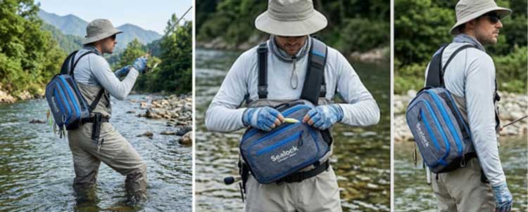 waterproof fishing sling bag with airtight zipper worn lure fishing